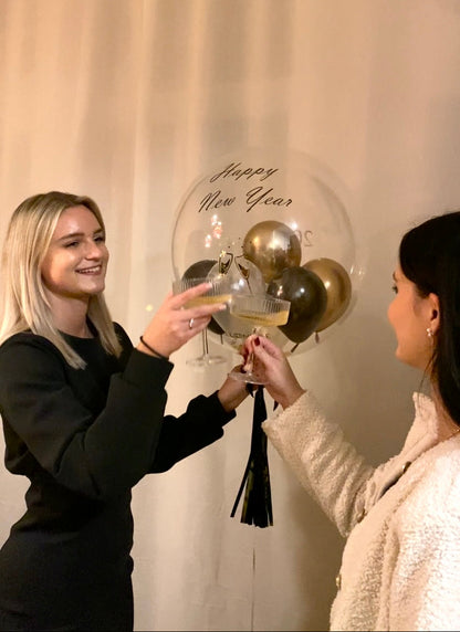 Happy New Year Gold Black Designer Ballon