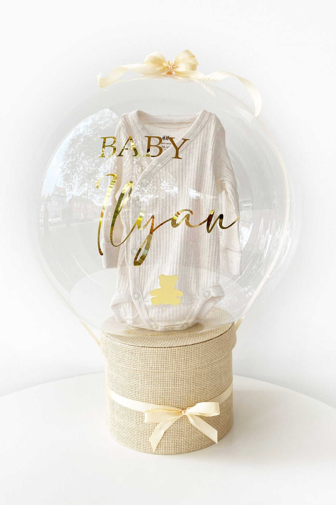 Ballon Baby-Geschenkset Personalisiert 7-teilig Naturweißmeliert