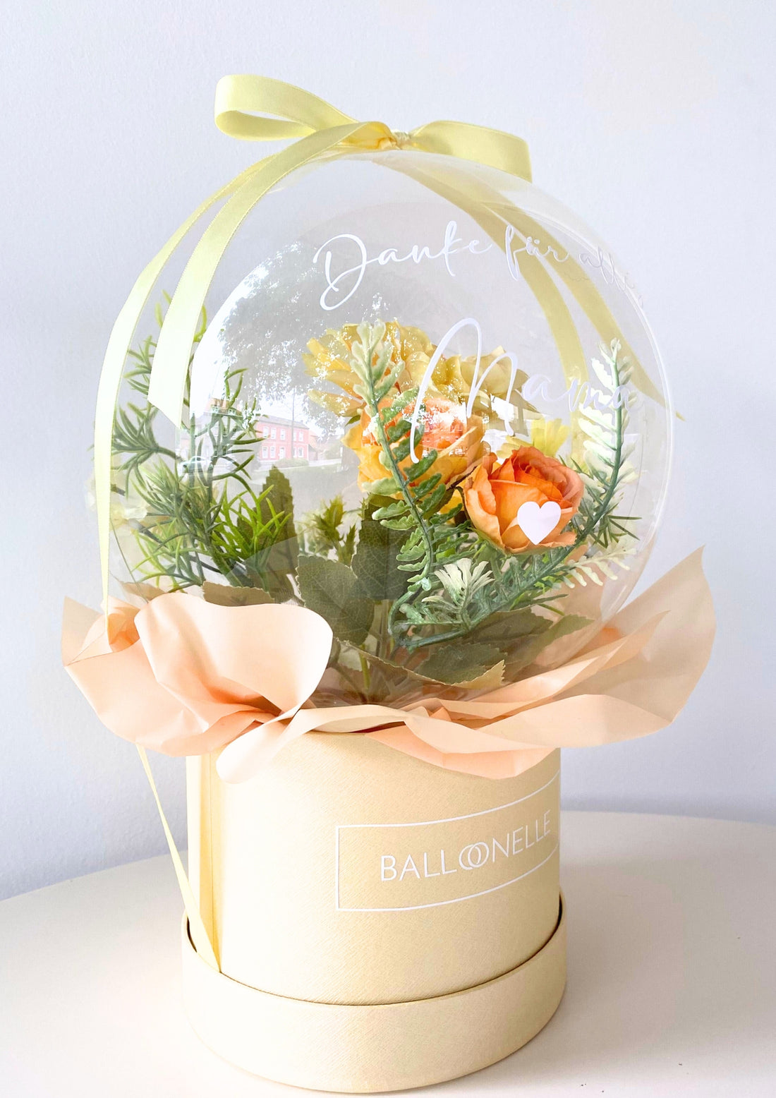 Ballon Flowerbox Personalisiert golden Bloom