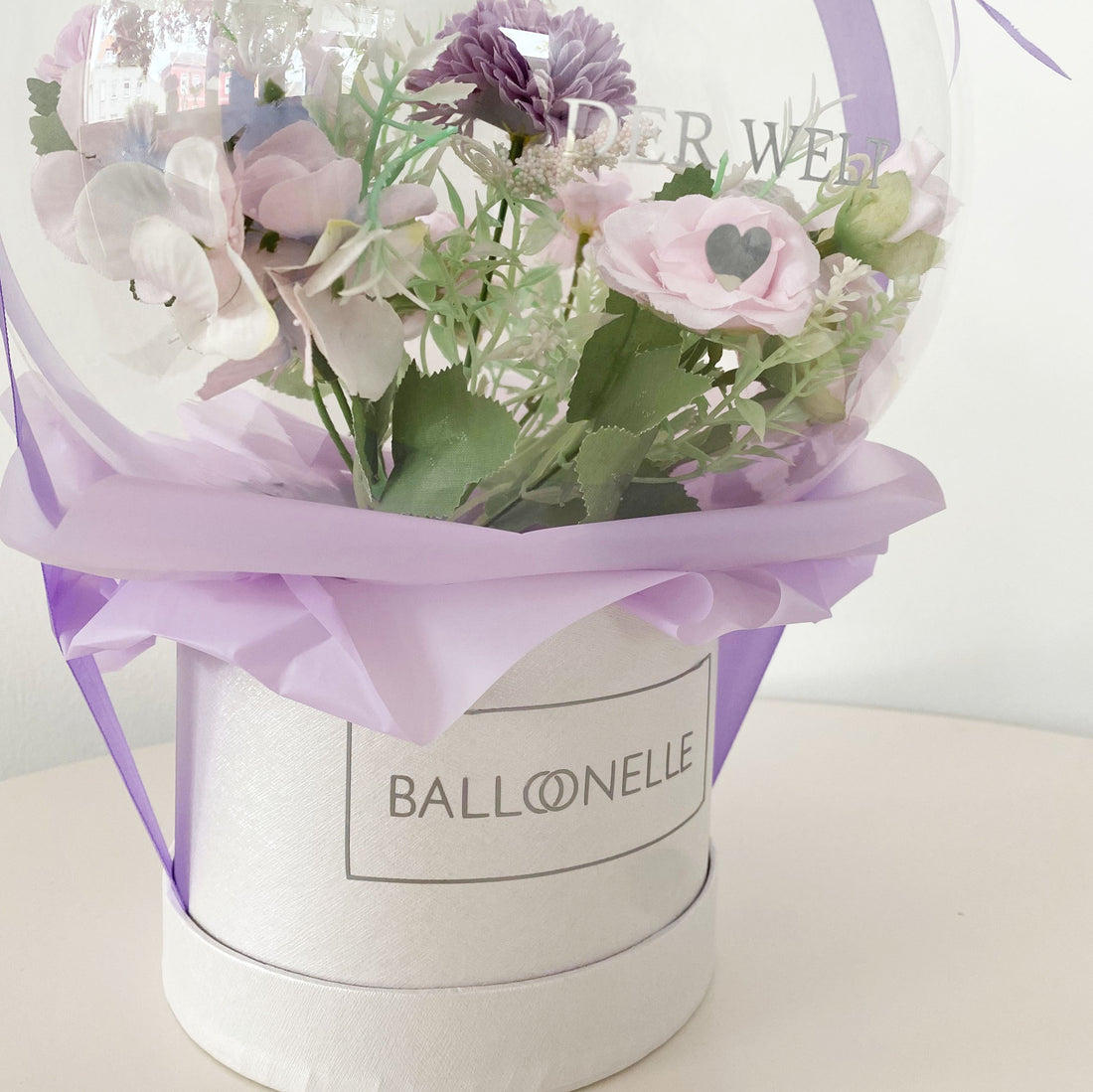 Ballon Flowerbox Personalisiert Violet Bloom