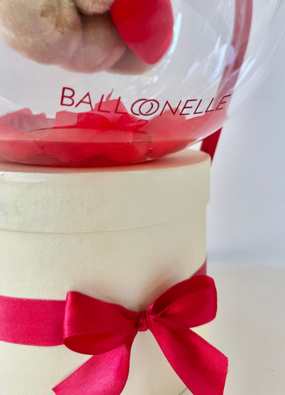 Personalisierte Ballon Teddybox Geschenkset Valentinstag mit Herzballons - heliumgefüllt