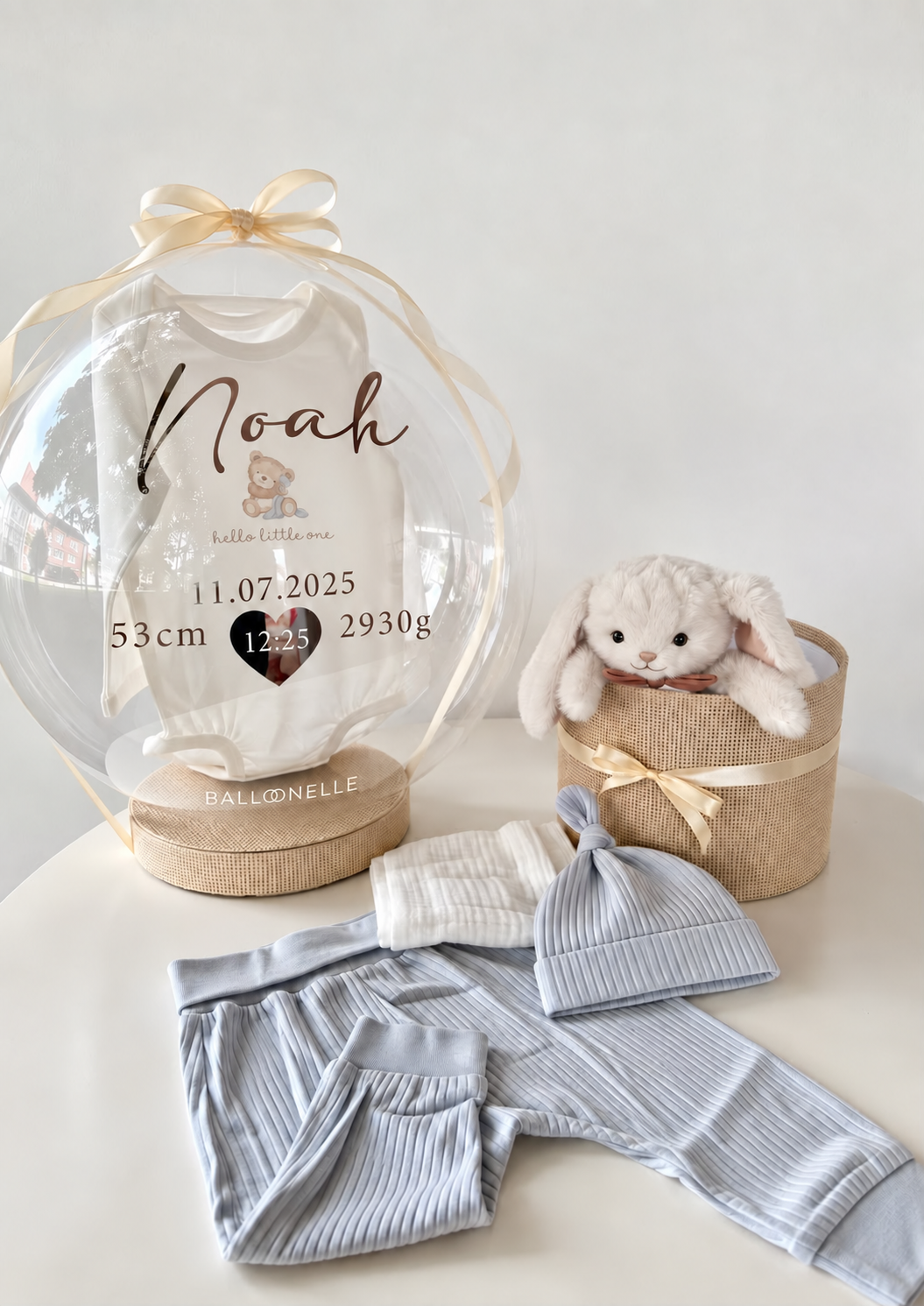 Ballon Baby-Geschenkset 7-teilig Hellblau Hello little one