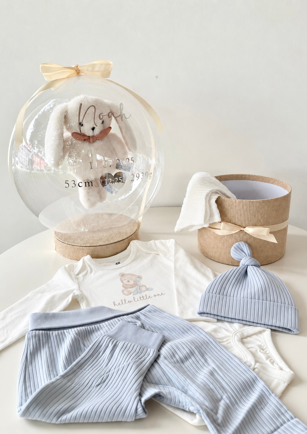Ballon Baby-Geschenkset 7-teilig Hellblau Hello little one