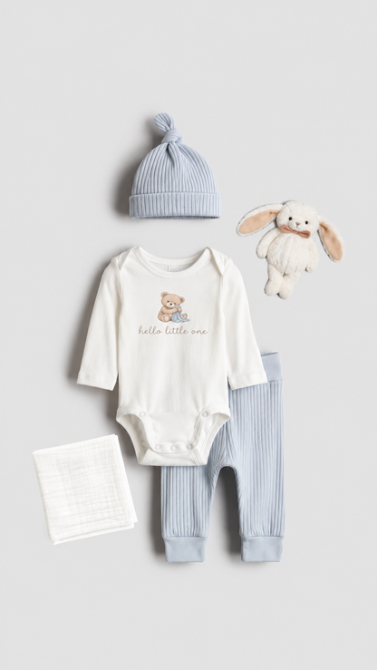 Ballon Baby-Geschenkset 7-teilig Hellblau Hello little one