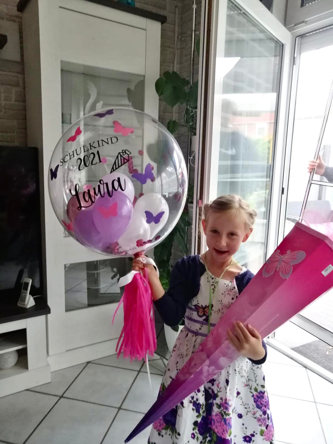 Schulkind Schmetterlinge Designer Ballon