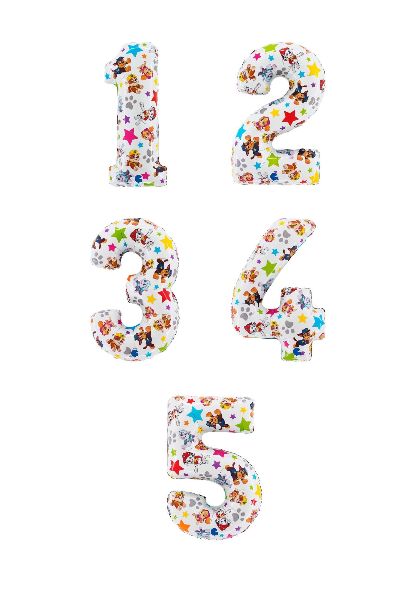 Folienballon Zahl Paw Patrol XL (ca.66 cm ) - heliumgefüllt