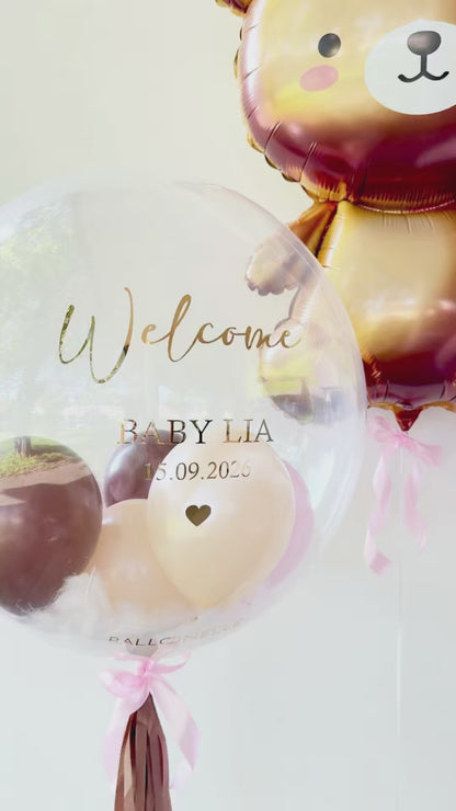 Personalisiertes Ballon-Set Welcome Baby Girl- heliumgefüllt