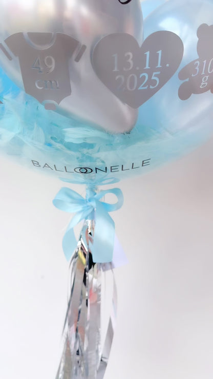 Personalisiertes Ballon-Set Welcome Baby Boy Pastel Blau (5-teilig) - heliumgefüllt