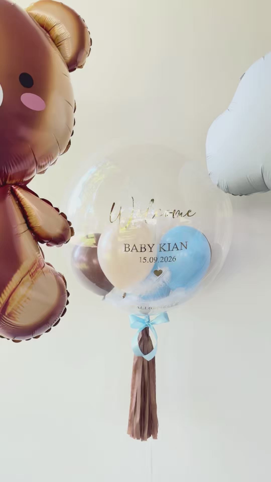 Personalisiertes Ballon-Set Welcome Baby Boy- heliumgefüllt