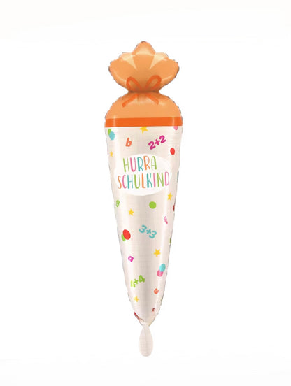 Folienballon Schultüte Creme/Beige XL (ca. 99 cm) heliumgefüllt