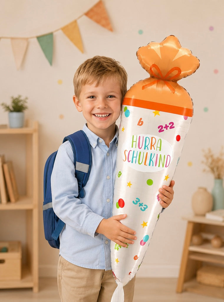 Folienballon Schultüte Creme/Beige XL (ca. 99 cm) heliumgefüllt