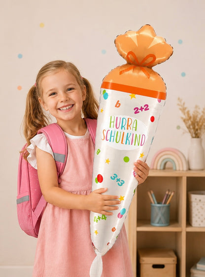 Folienballon Schultüte Creme/Beige XL (ca. 99 cm) heliumgefüllt