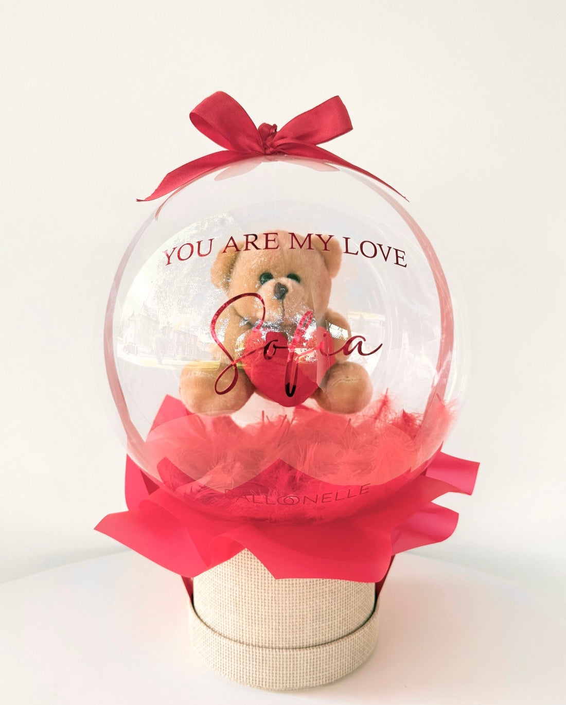 Teddy Ballon-Set mit Herzballons Valentinstag - heliumgefüllt