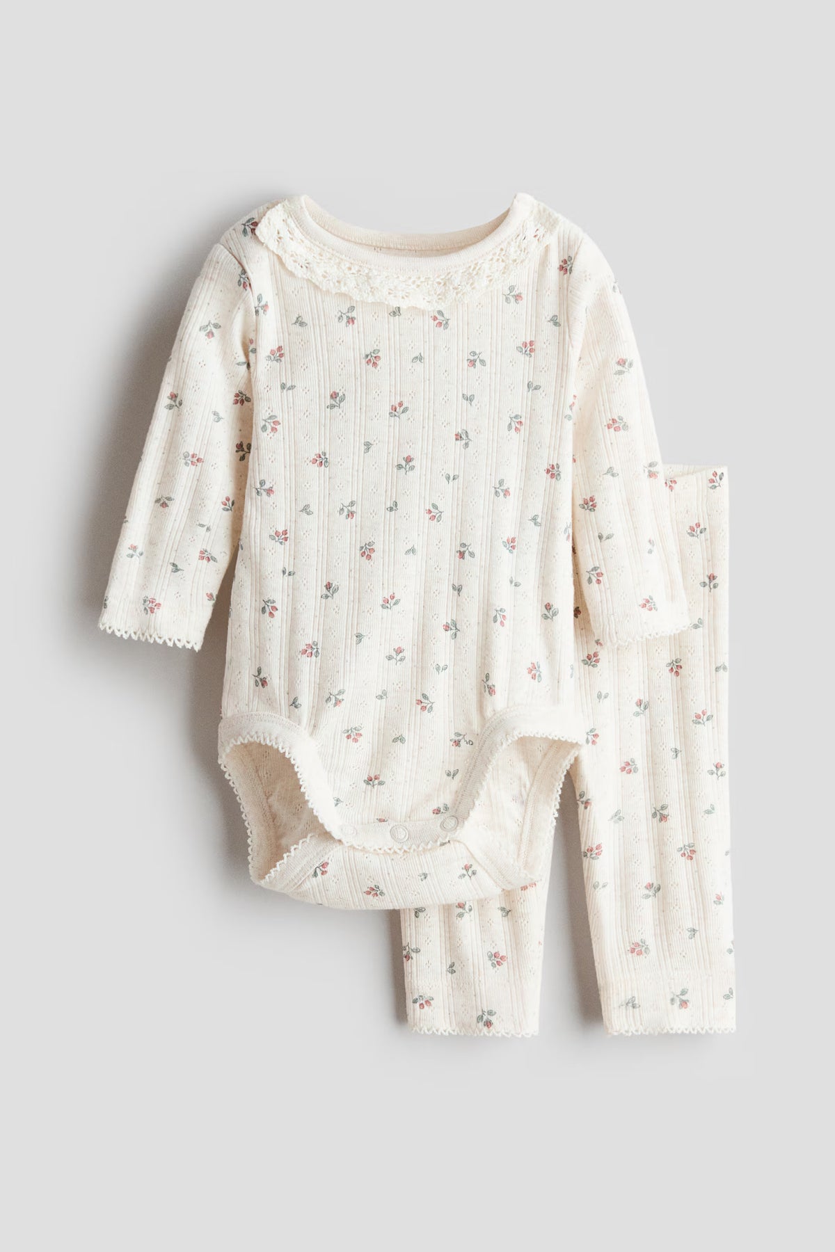 Ballon Baby-Geschenkset Personalisiert 7-teilig Hellbeige/Geblümt
