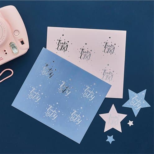 24 Gender Reveal Sticker Stern Junge oder Mädchen - BALLOONELLE