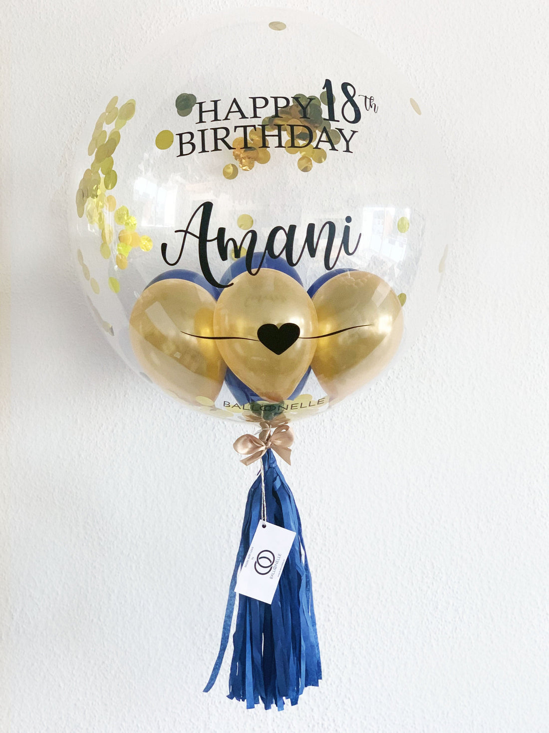 Blue Golden Birthday Designer Ballon - BALLOONELLE