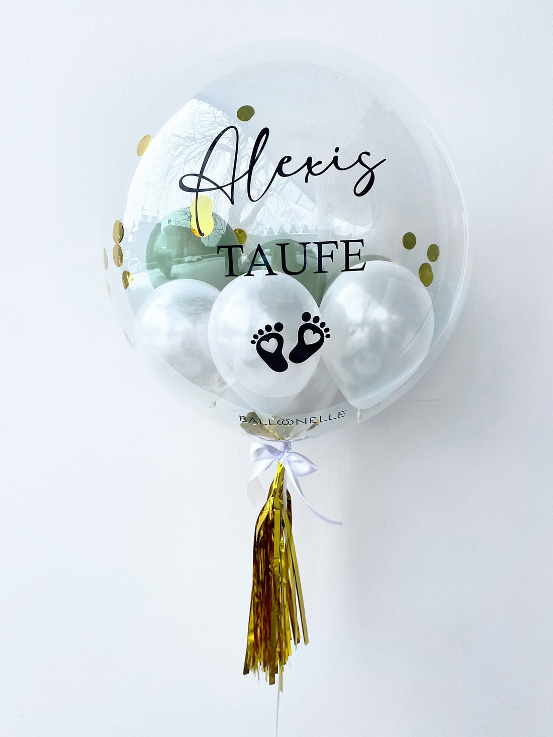 Golden Konfetti Taufgeschenk Designer Ballon