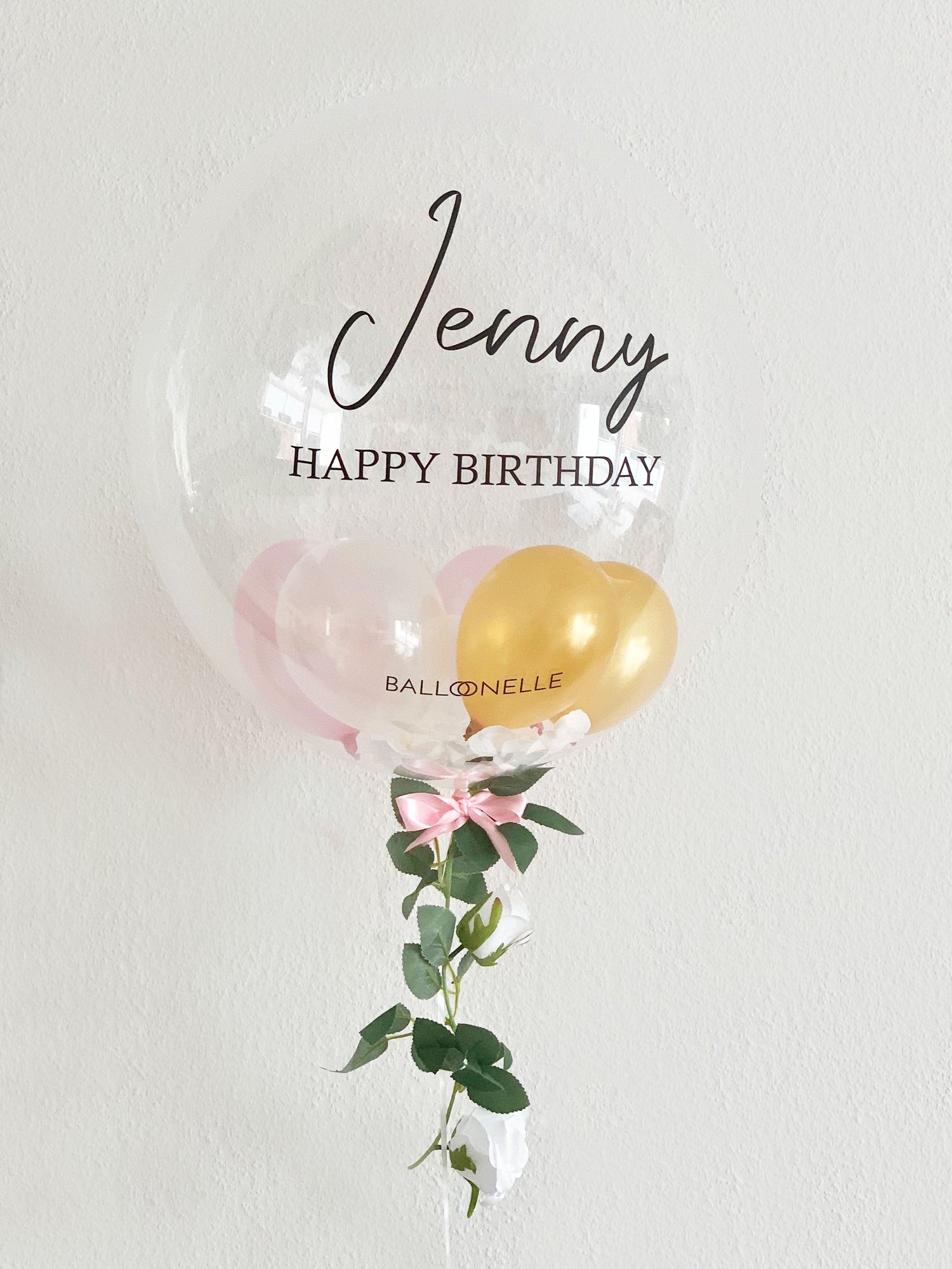 Birthday White Rose Designer Ballon - BALLOONELLE