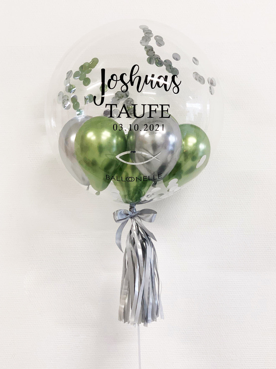 Zilveren Doopsel designer ballon