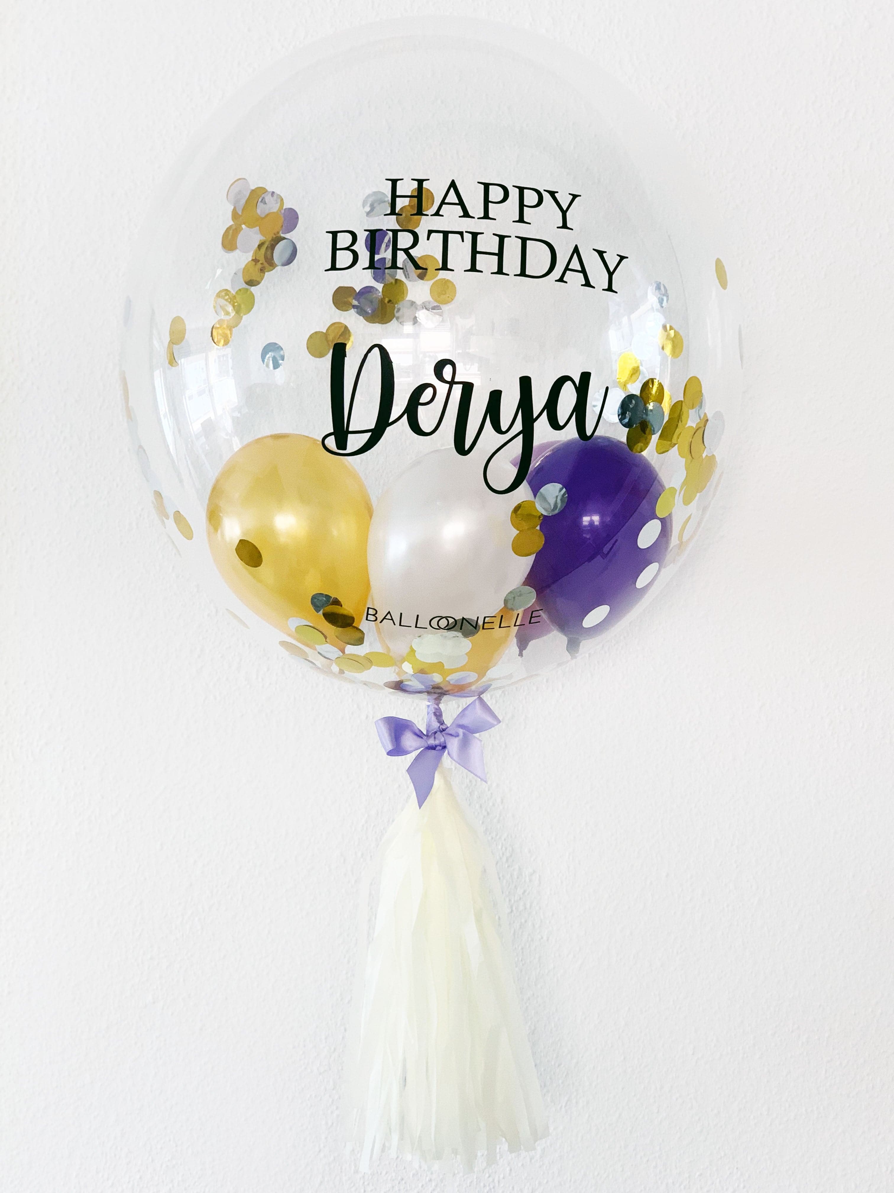 Purple Golden Birthday Designer Ballon - BALLOONELLE
