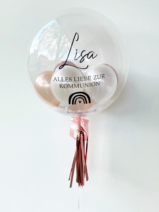 Rosa Kommunion Designer Ballon