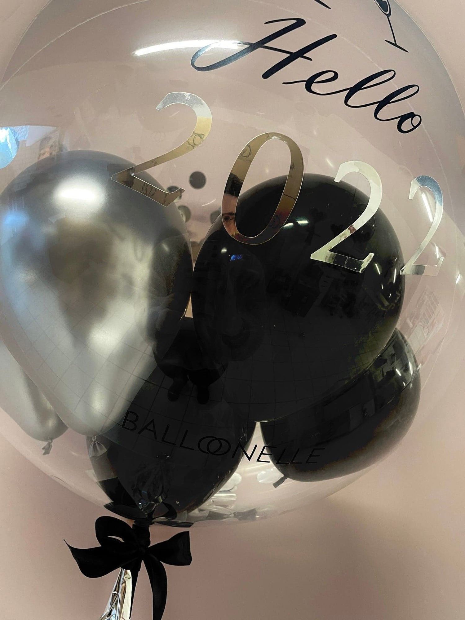 Silvester Silver Black Designer Ballon - BALLOONELLE