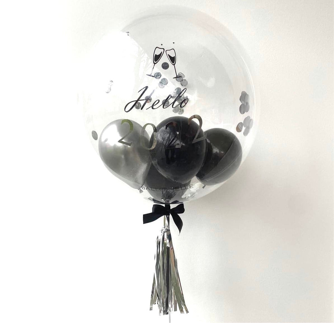 Silvester Silver Black Designer Ballon - BALLOONELLE